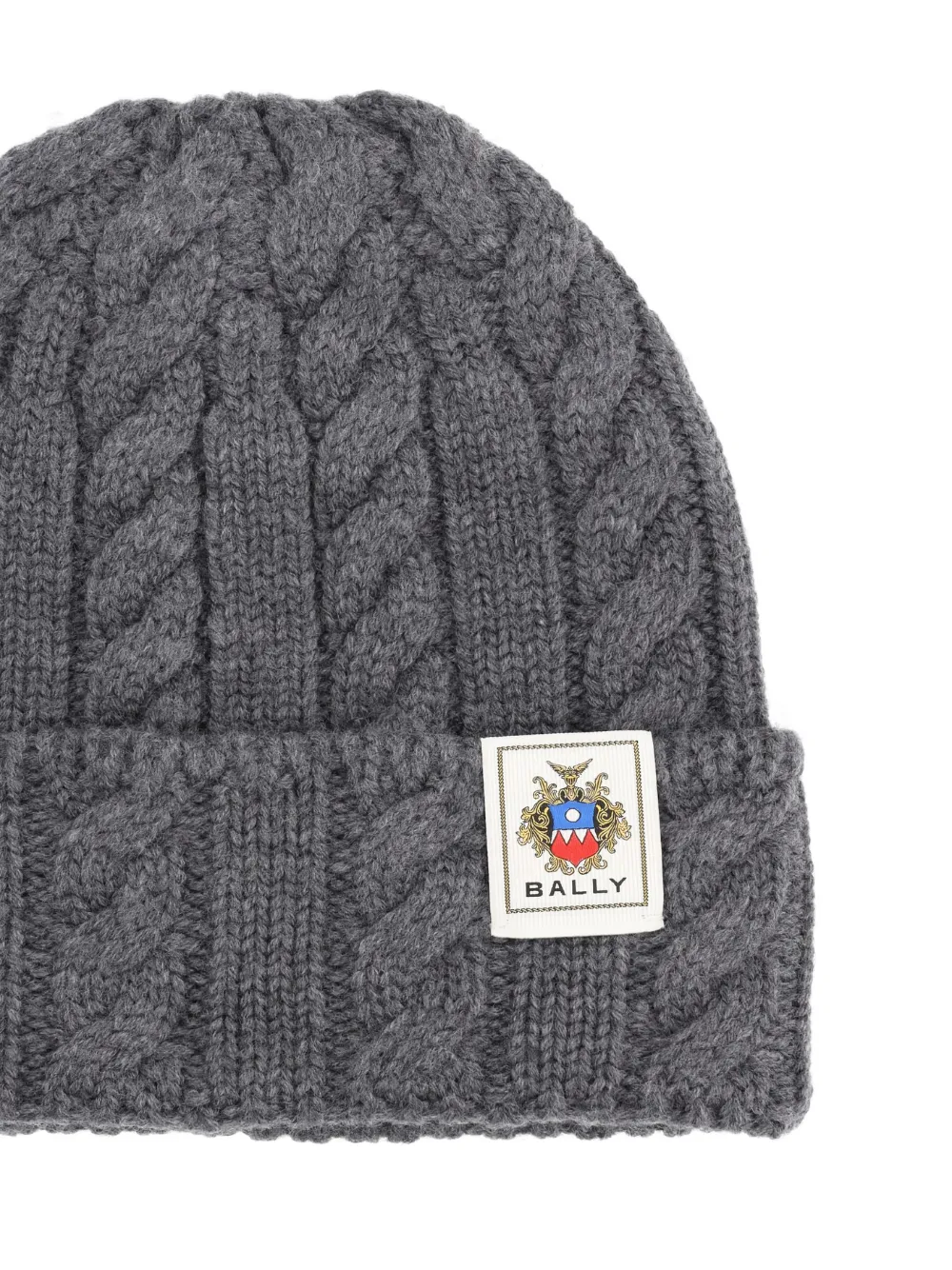 Bally cable-knit logo-patch beanie hat - Grijs