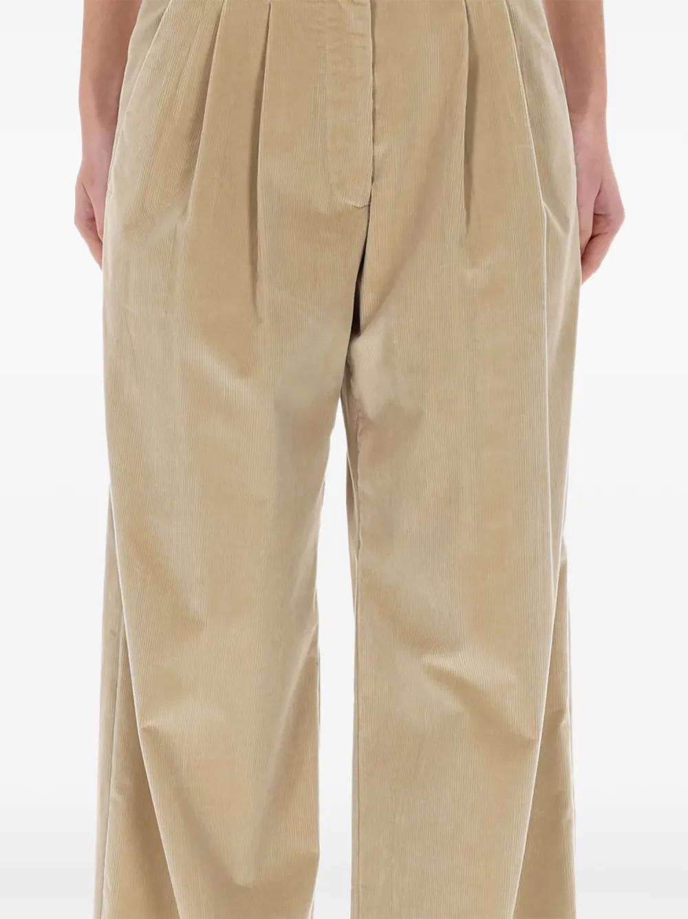 PT Torino pleated corduroy straight trousers - Beige