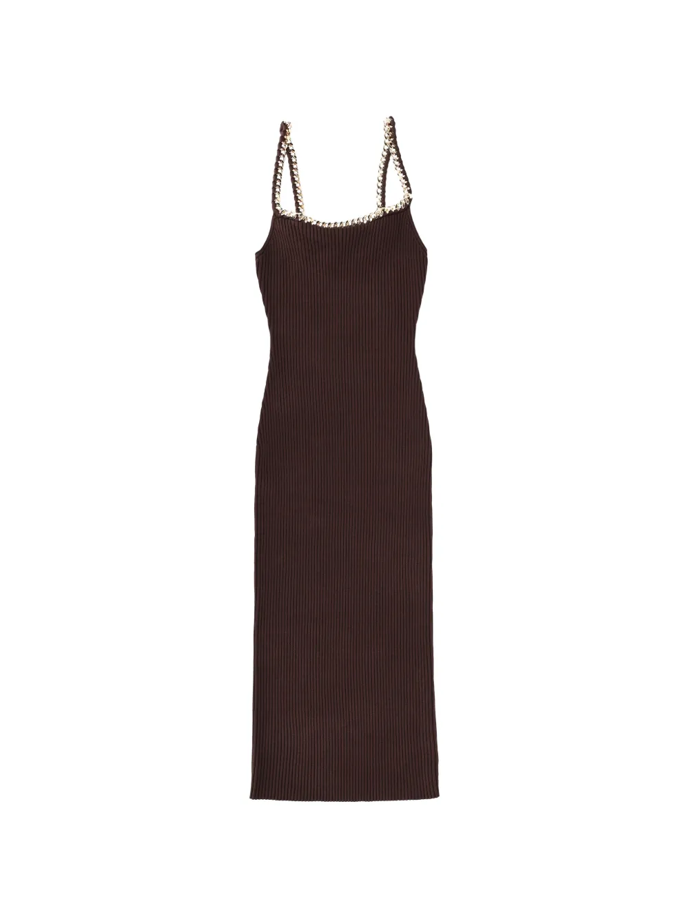 Michael Michael Kors chain-trim ribbed midi dress - Marrone