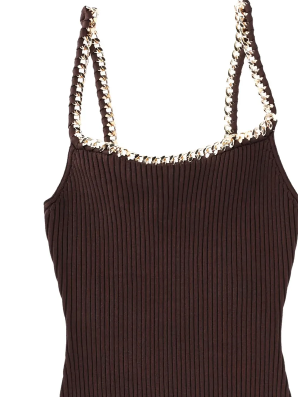 Michael Michael Kors chain-trim ribbed midi dress - Bruin