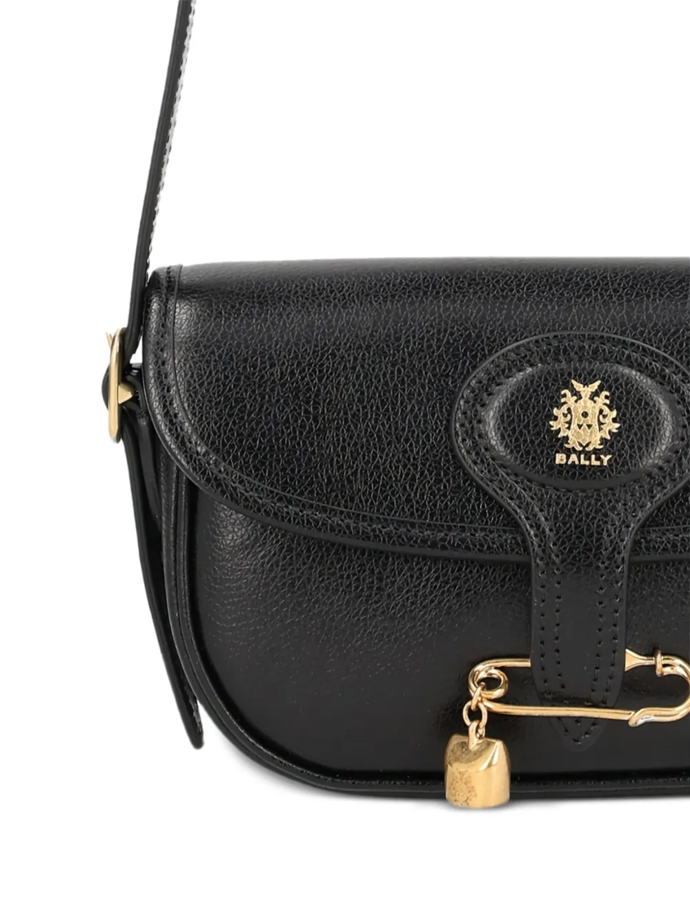 Bally safety-pin-detail leather shoulder bag - Zwart