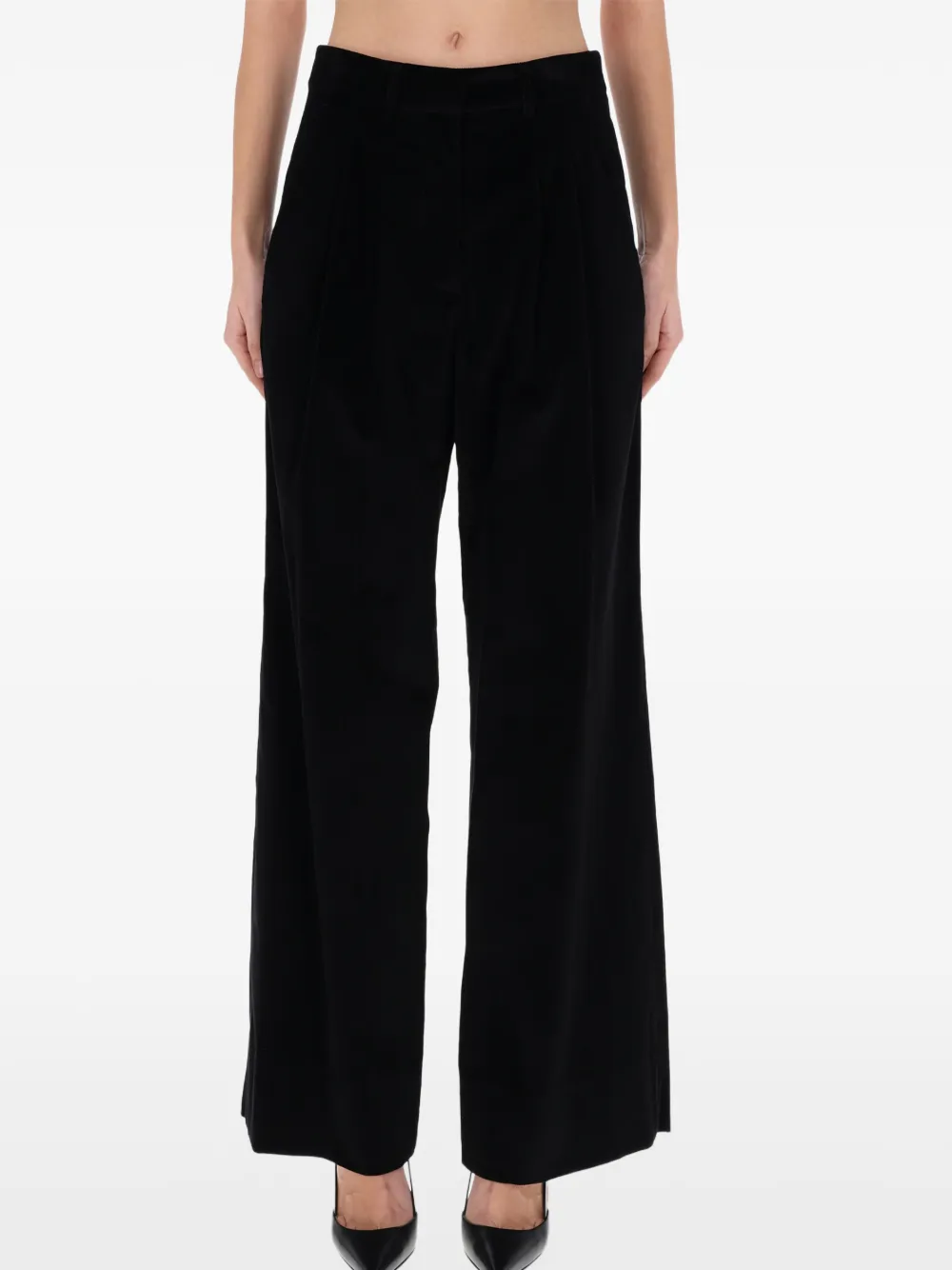 PT Torino pleat-detail palazzo pants - Zwart
