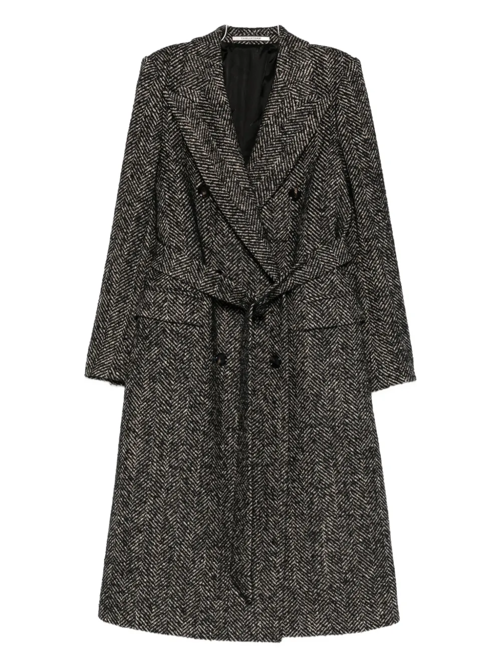 Tagliatore Herringbone Double-breasted Coat In Gray