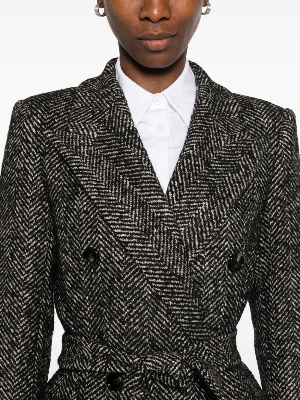 Tagliatore Herringbone Double-breasted Coat In Gray