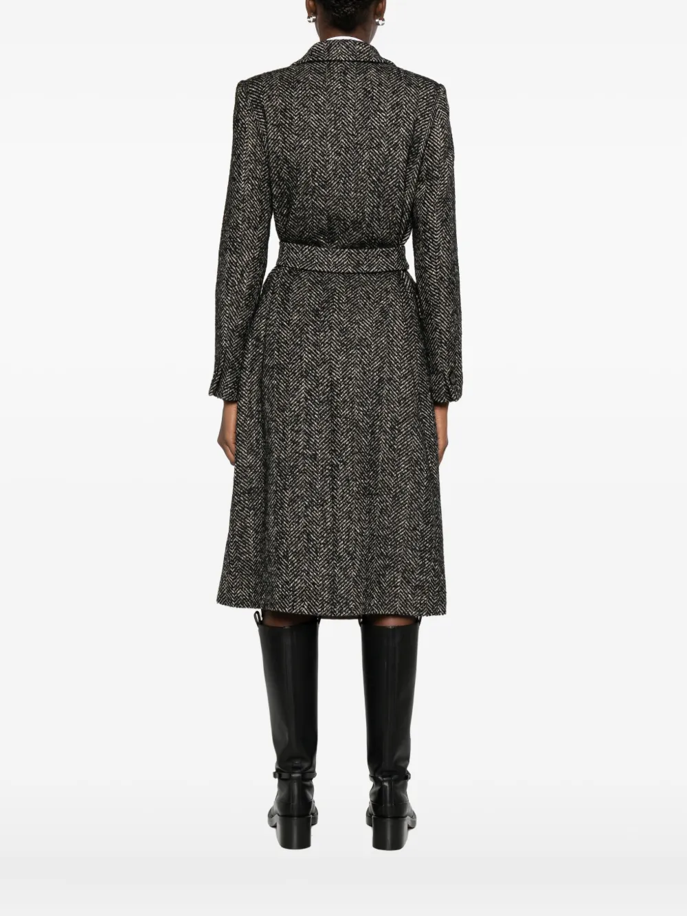 Tagliatore Herringbone Double-breasted Coat In Gray