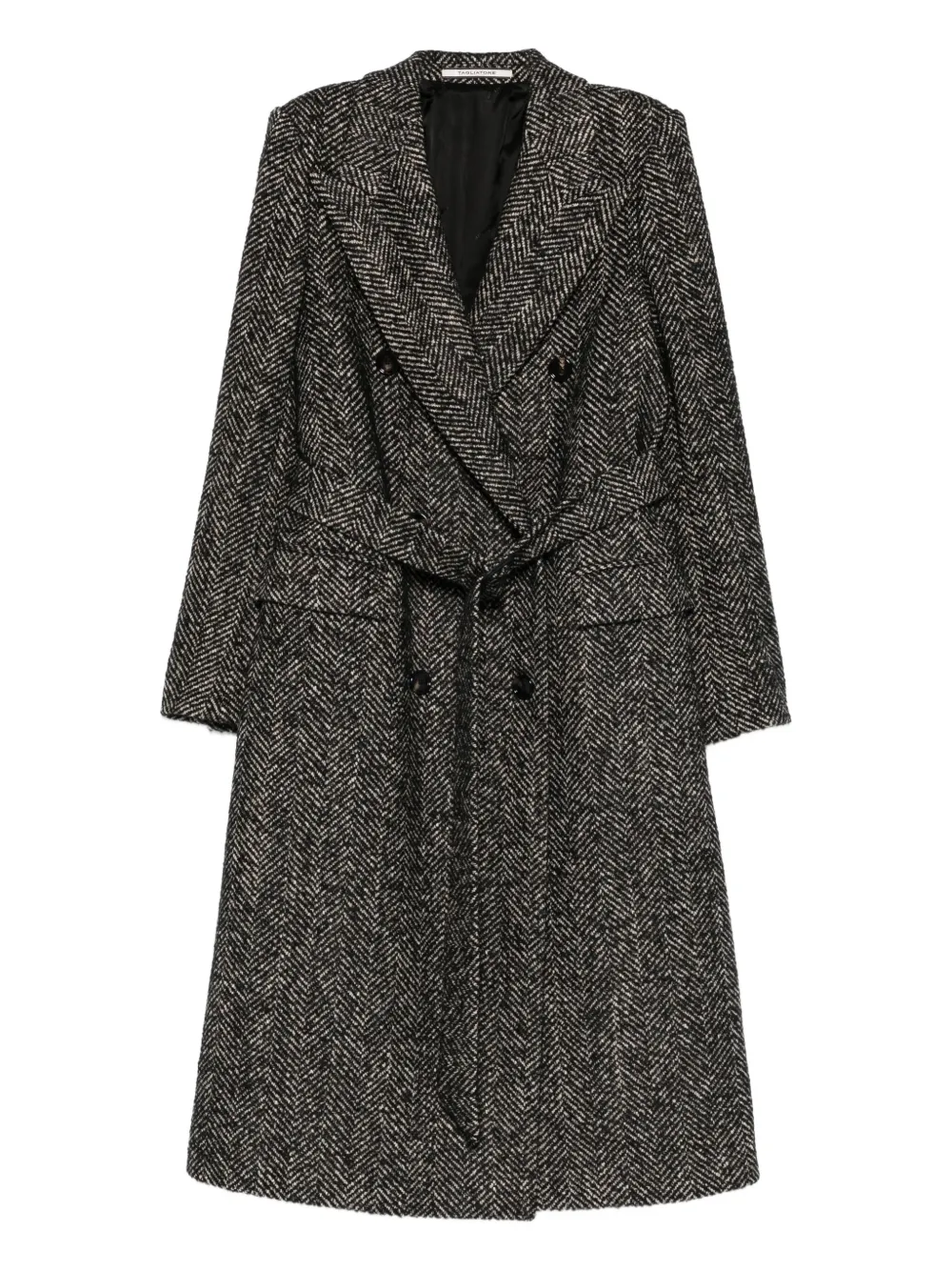 Tagliatore herringbone double-breasted coat | Black | Image 1