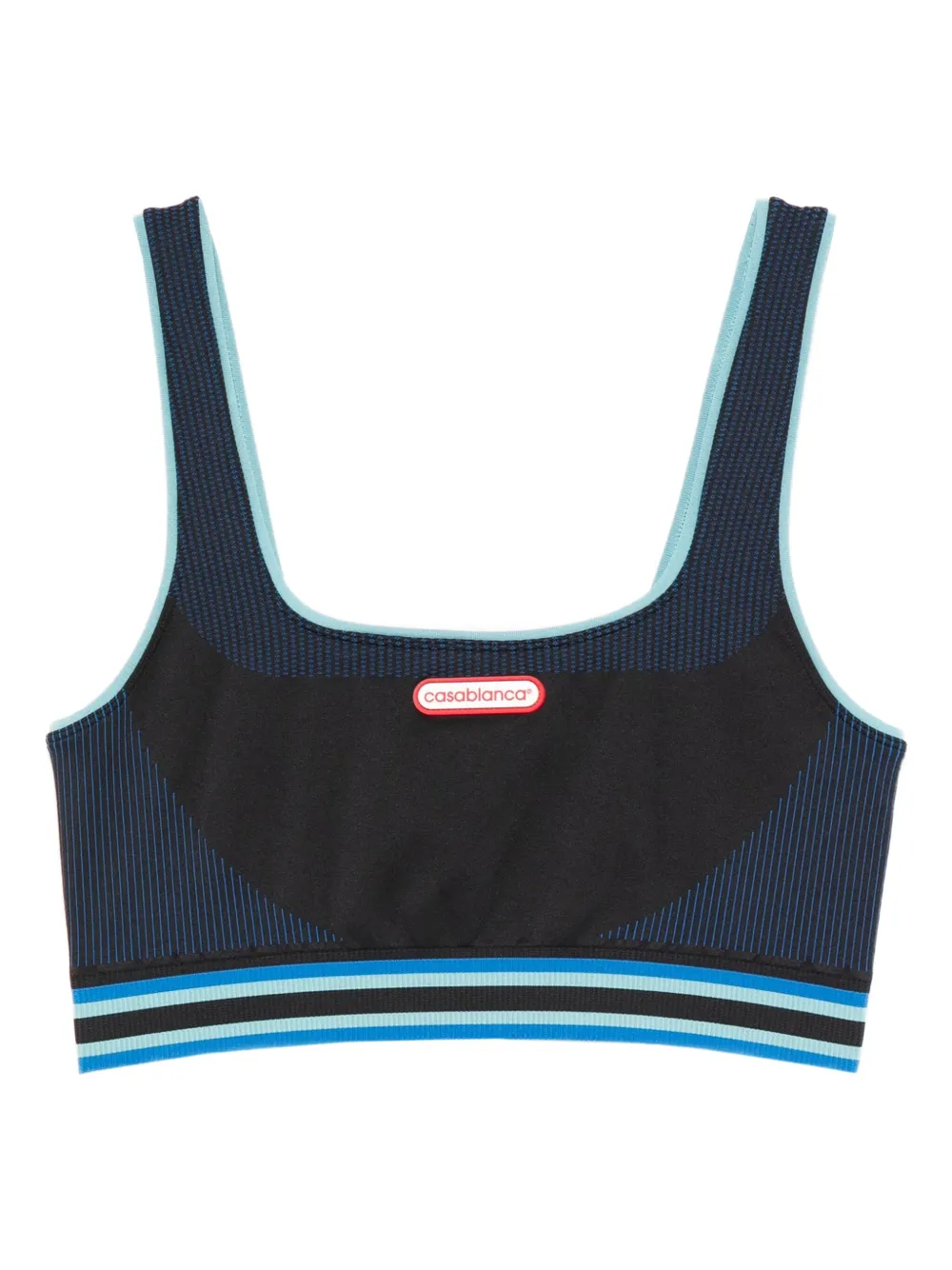 Casablanca striped-detail logo-patch sports bra - Blau