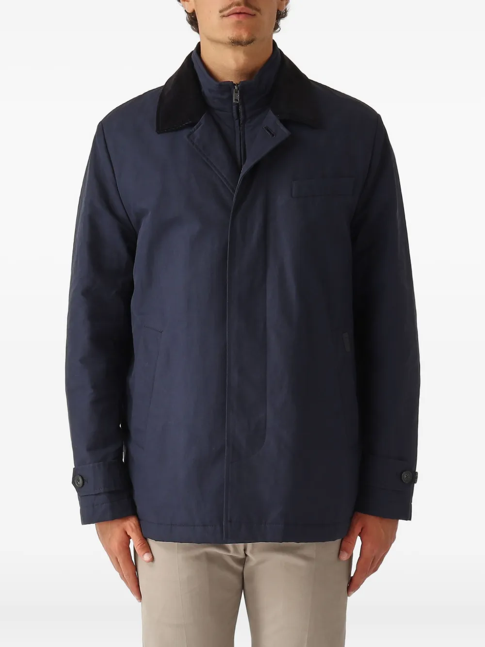 Fay double-layer corduroy-collar jacket | Blue | Image 1