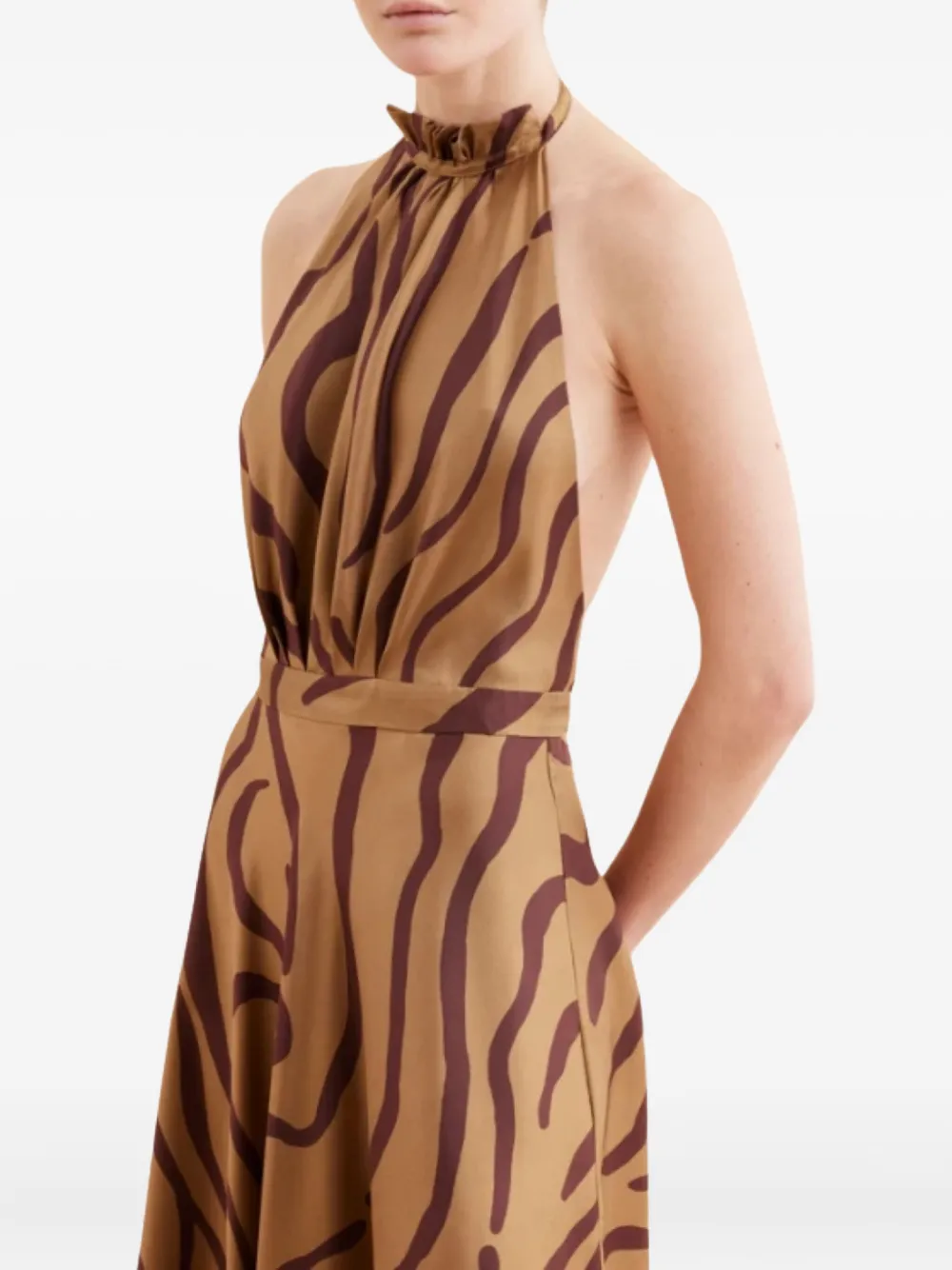 Raquel Diniz Giovanna Halterneck Maxi Dress In Brown