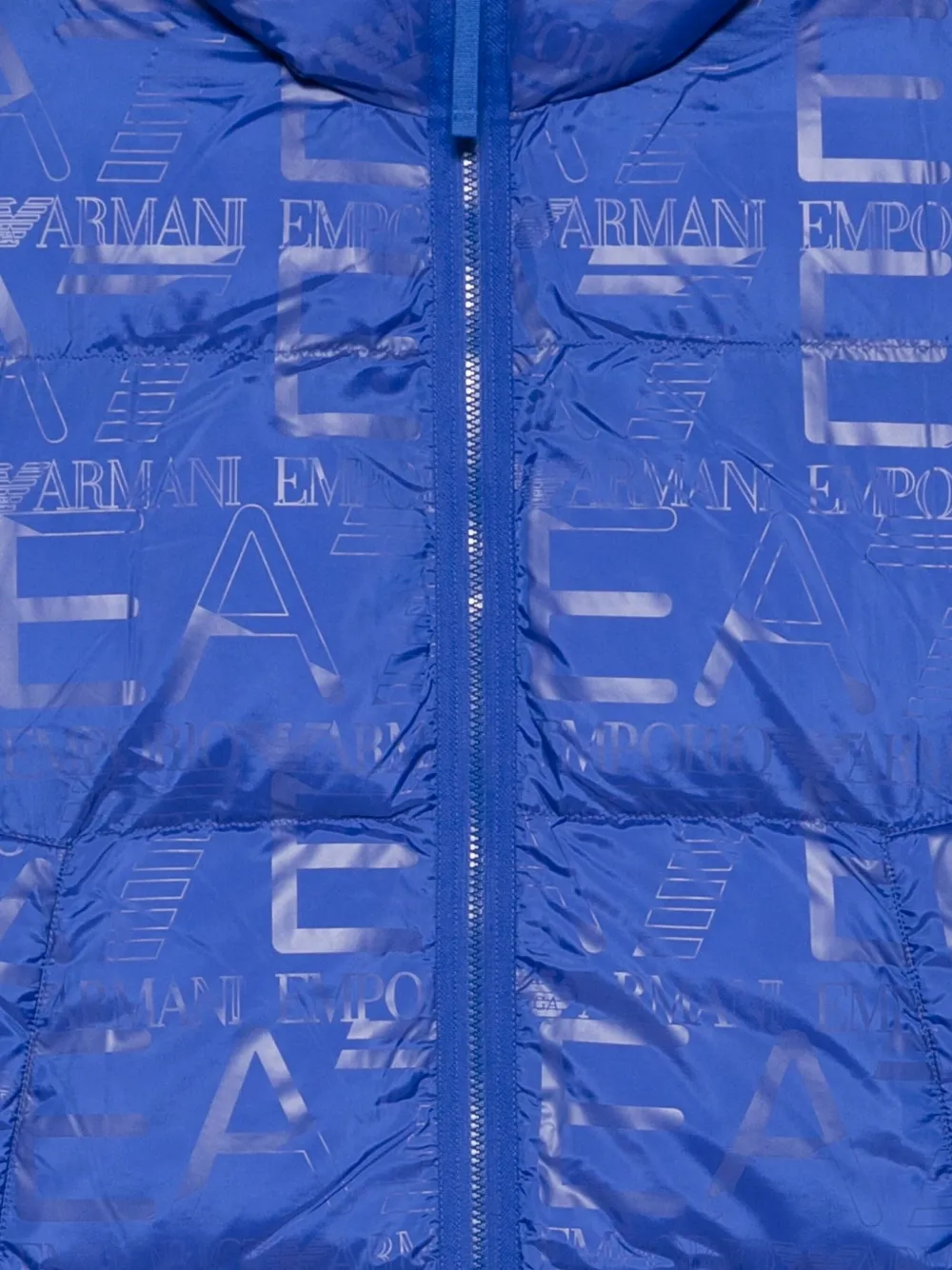 Ea7 Hooded Print Jacket In Blue