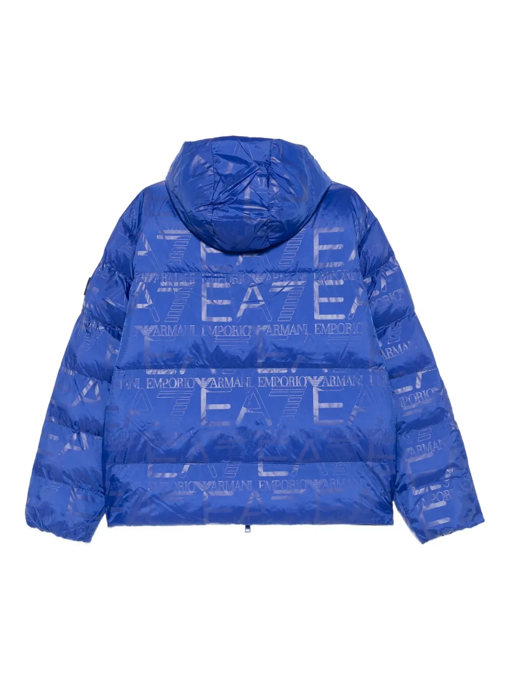 Ea7 Hooded Print Jacket In Blue