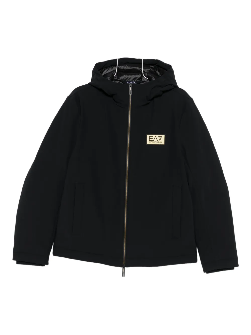 Ea7 Gold Label Hooded Jacket In Black