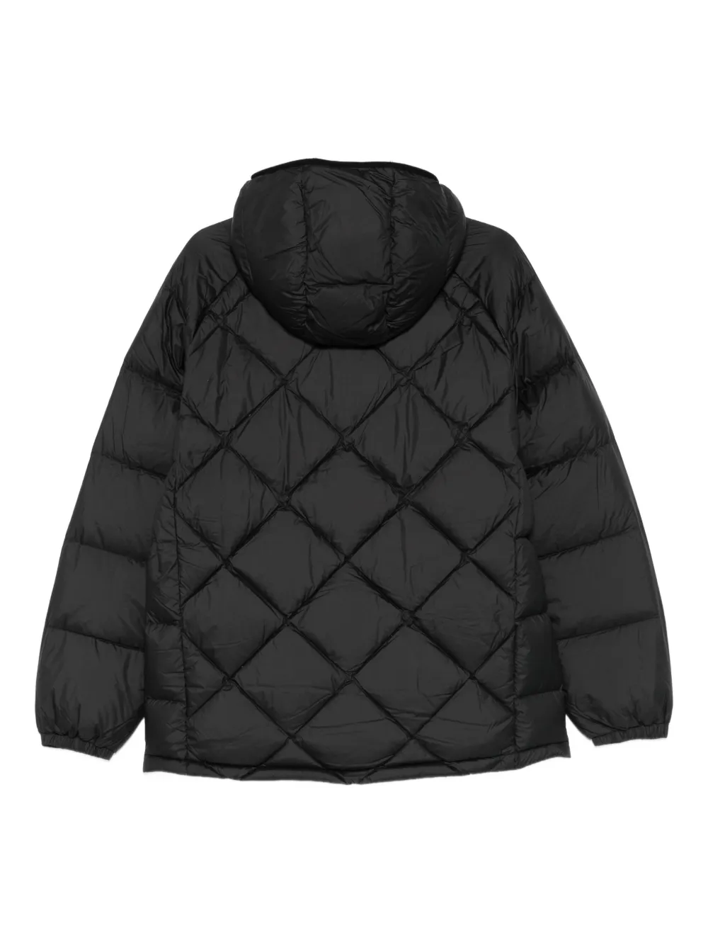 Ea7 Quilted Hooded Coat In Black