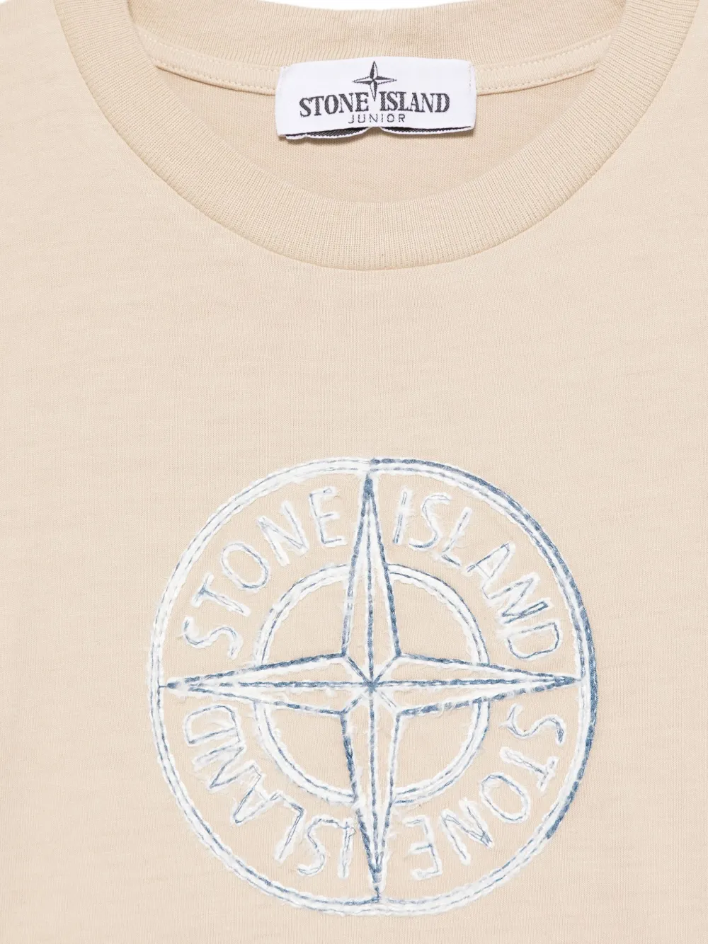 Stone Island Junior T-shirt met geborduurd logo Beige