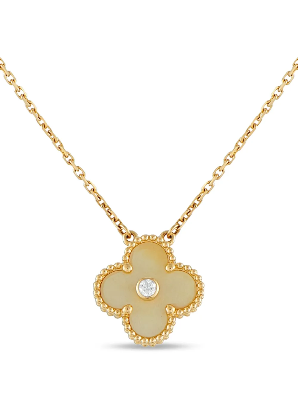 Van Cleef & Arpels 18K yellow gold diamond Alhambra Holiday pendant necklace