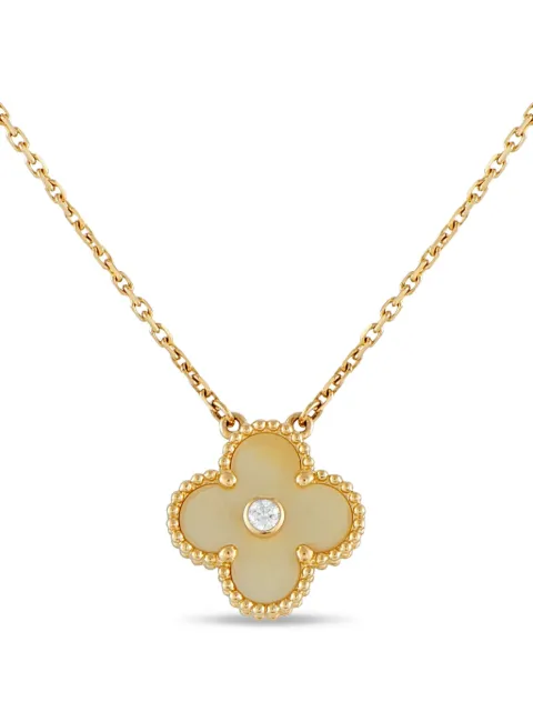 Van Cleef & Arpels 18K yellow gold diamond Alhambra Holiday pendant necklace