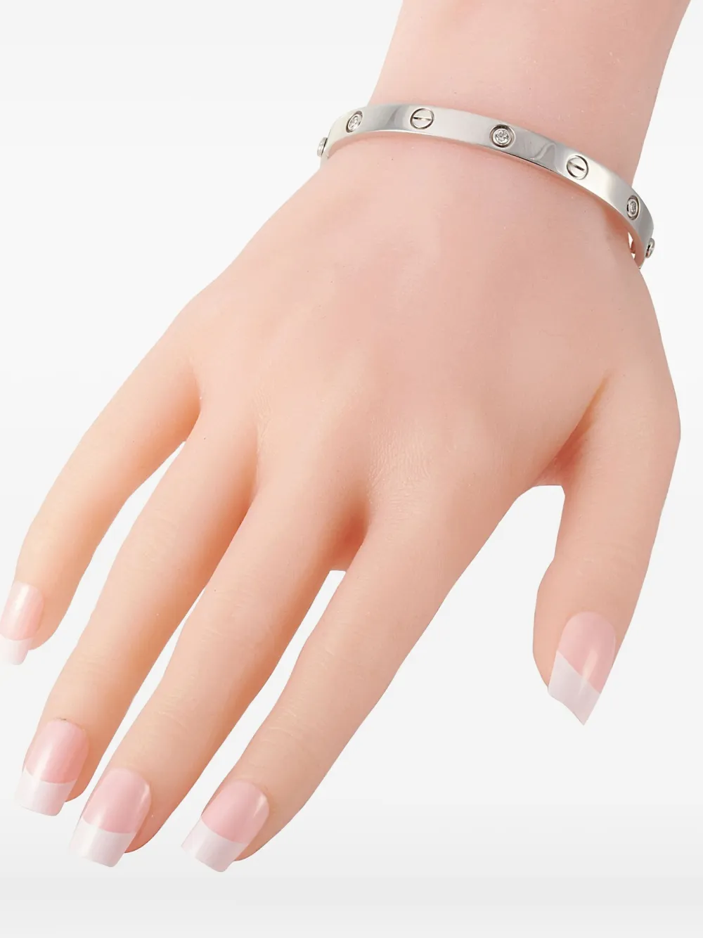 Pre-owned Cartier 18k White Gold Diamond Love Bracelet In Silver