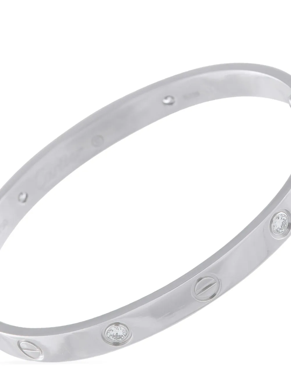 Pre-owned Cartier 18k White Gold Diamond Love Bracelet In Silver