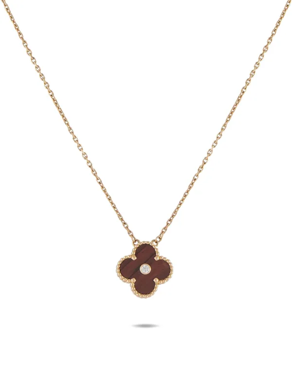 Van Cleef Arpels 18K Rose Gold Diamond Alhambra Pendant