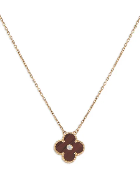 Van Cleef & Arpels 18K rose gold diamond Alhambra pendant necklace