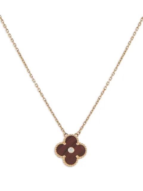 Van Cleef & Arpels 18K rose gold diamond Alhambra pendant necklace