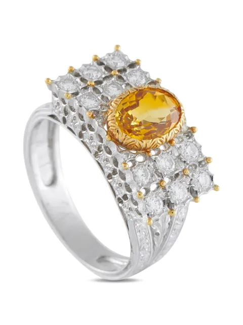 Buccellati 18K white gold diamond sapphire ring