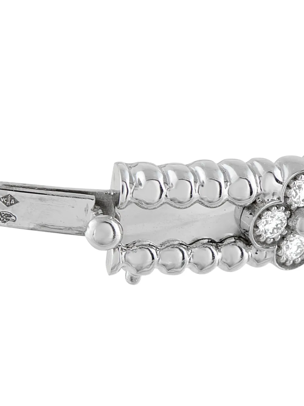 Pre-owned Van Cleef & Arpels 18k White Gold Diamond Sweet Clover Bangle In Silver