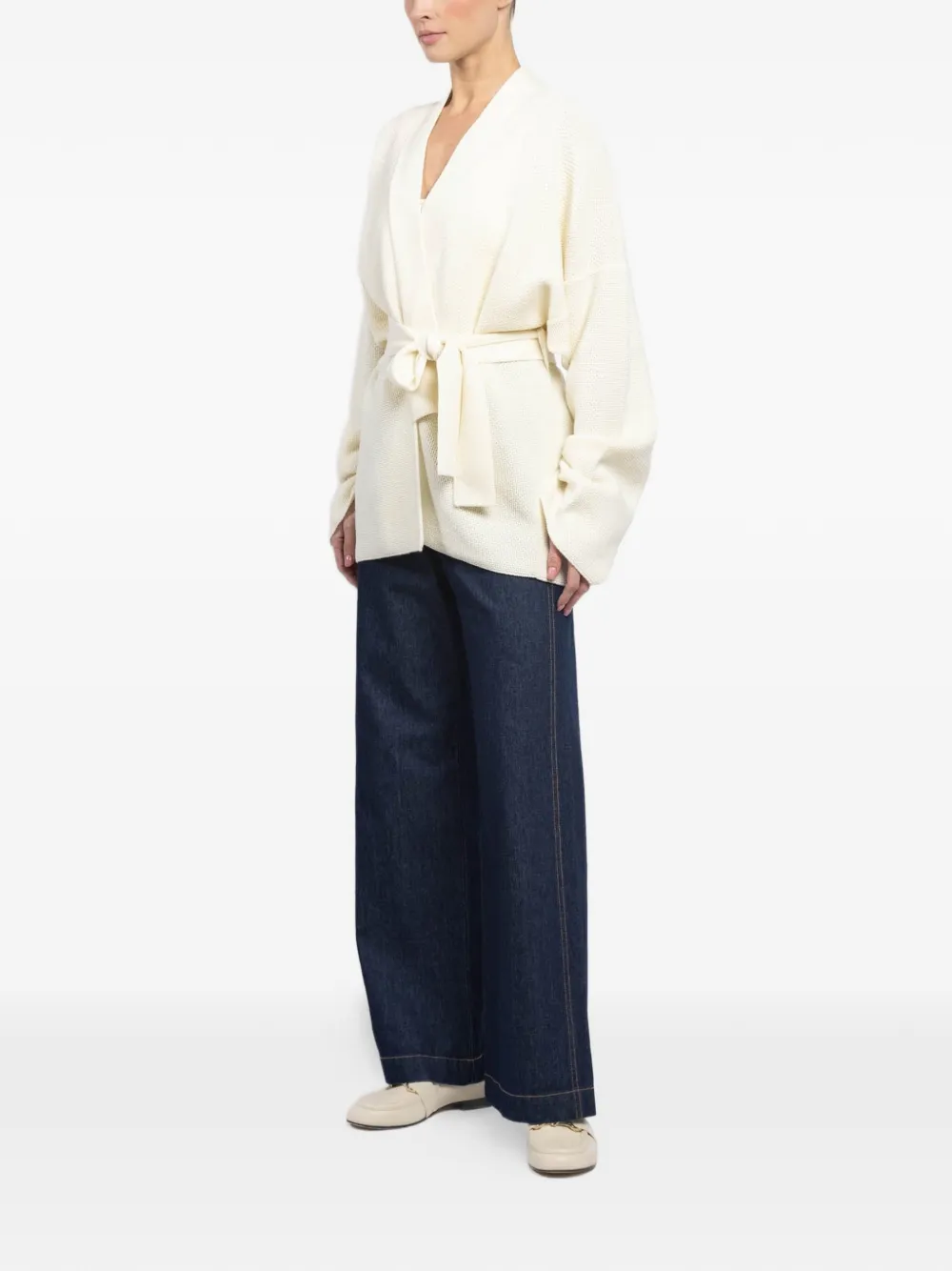  Barena Shawl-neck Belted Cardigan - Neutrals 
