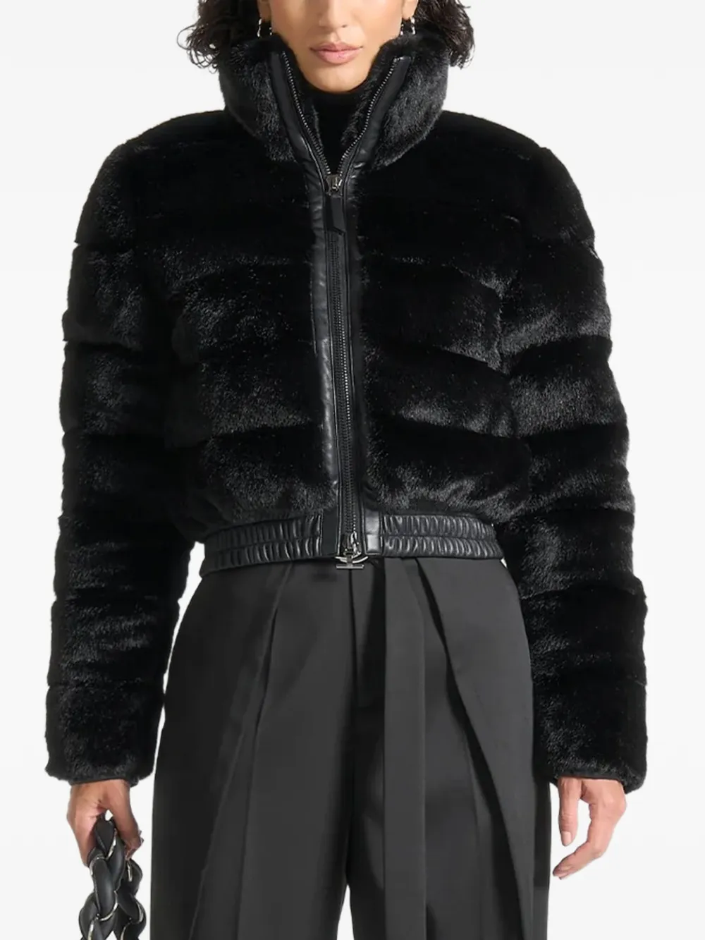 Manière De Voir Ama detachable-collar faux-fur jacket - Nero