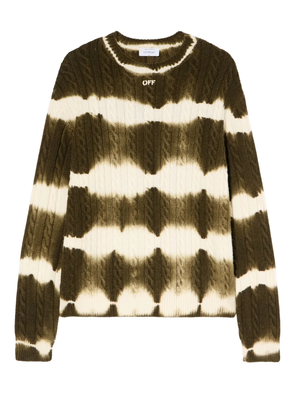 Off-White cable-knit tie-dye crewneck - グリーン Off-White cable-knit tie-dye crewneck - グリーン