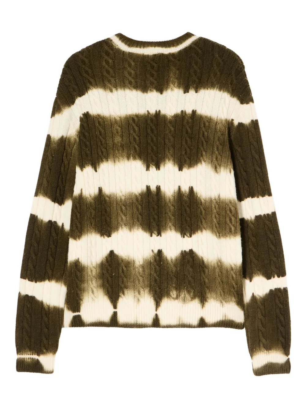 Off-White cable-knit tie-dye crewneck - Groen