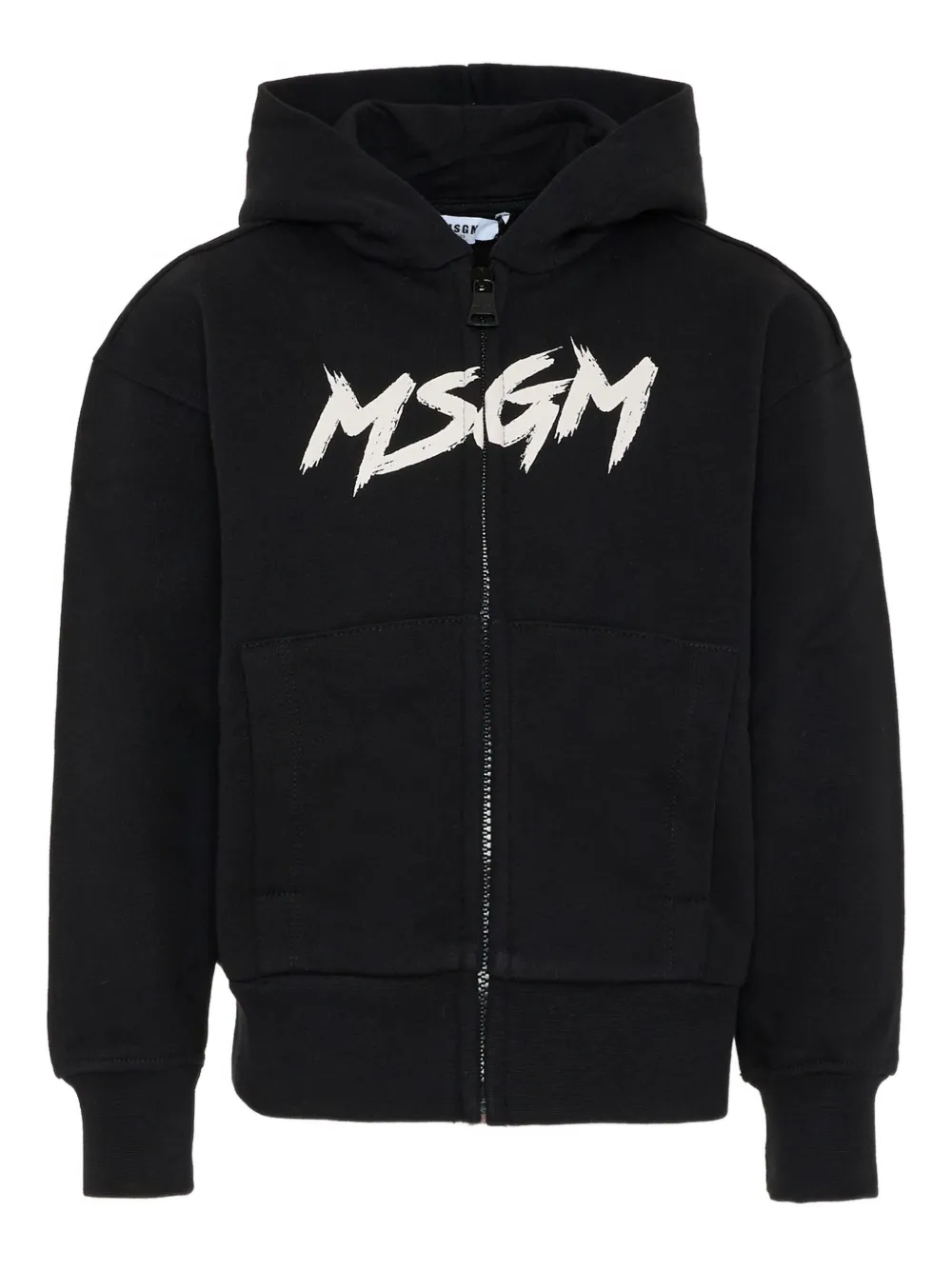 Msgm Zip-up Hoodie In Black