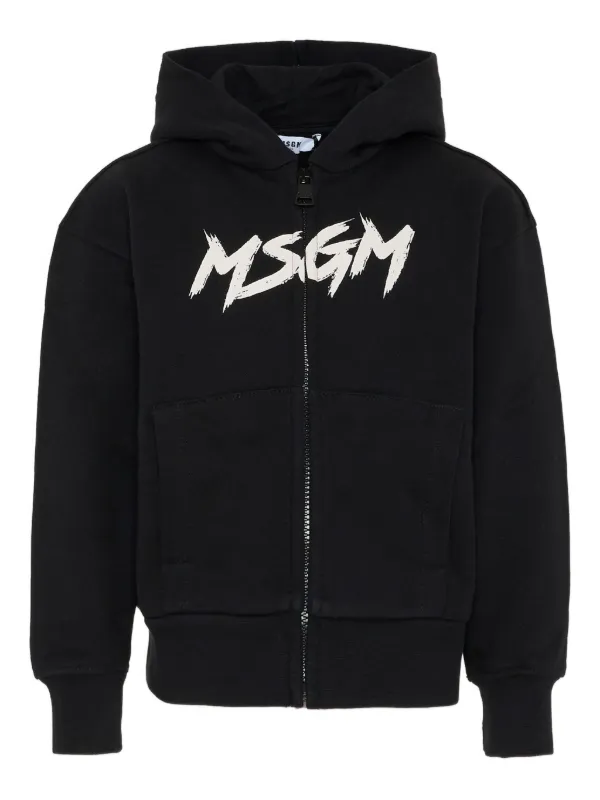MSGM Kids ジップアップ パーカー | ブラック | FARFETCH JP