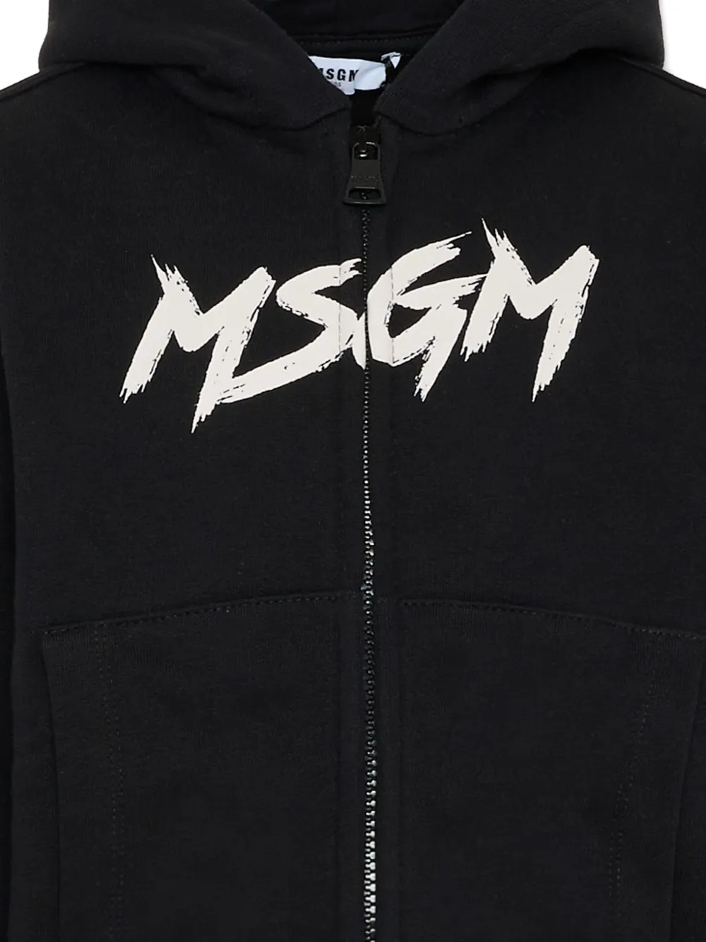 Msgm Zip-up Hoodie In Black