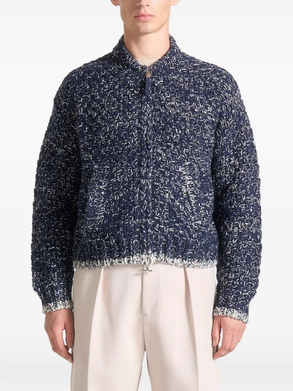 Manière De Voir Darel zip-up knitted cardigan - Blu