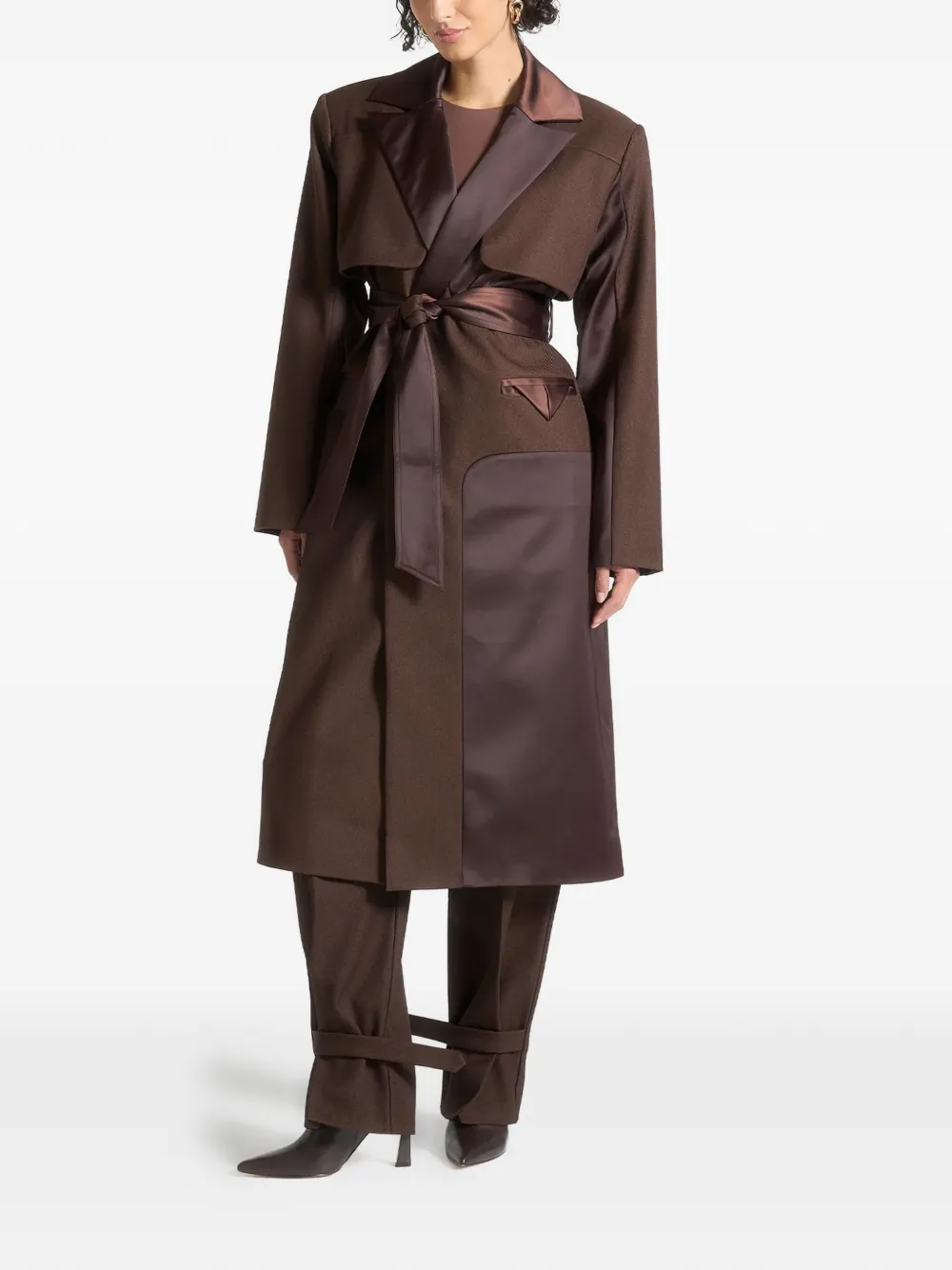 Manière De Voir Llona Belt-detail Trench Coat In Brown