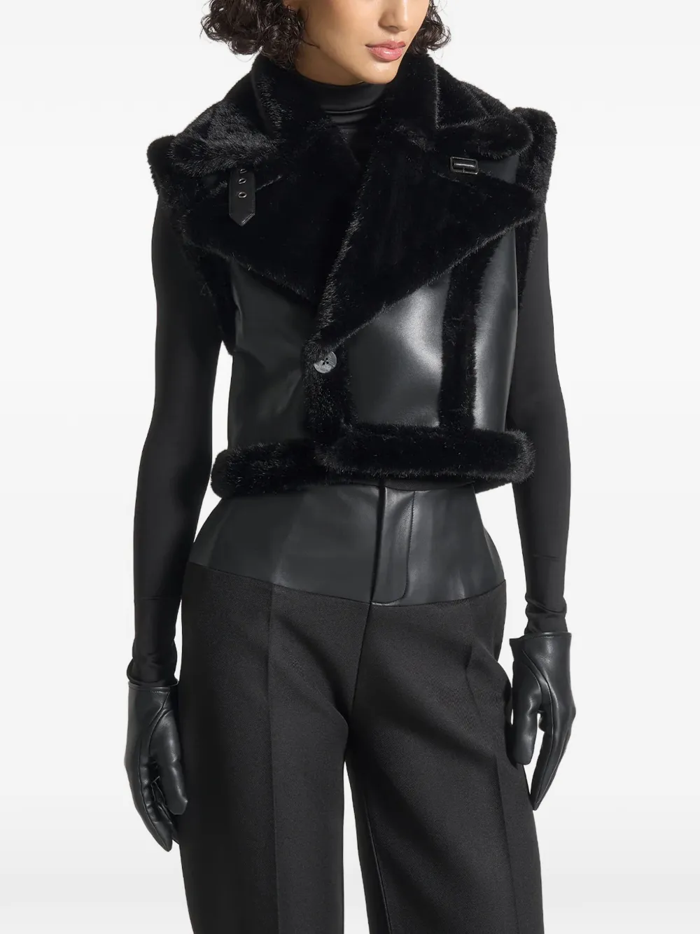 Manière De Voir Kena Detachable-sleeves Jacket In Black