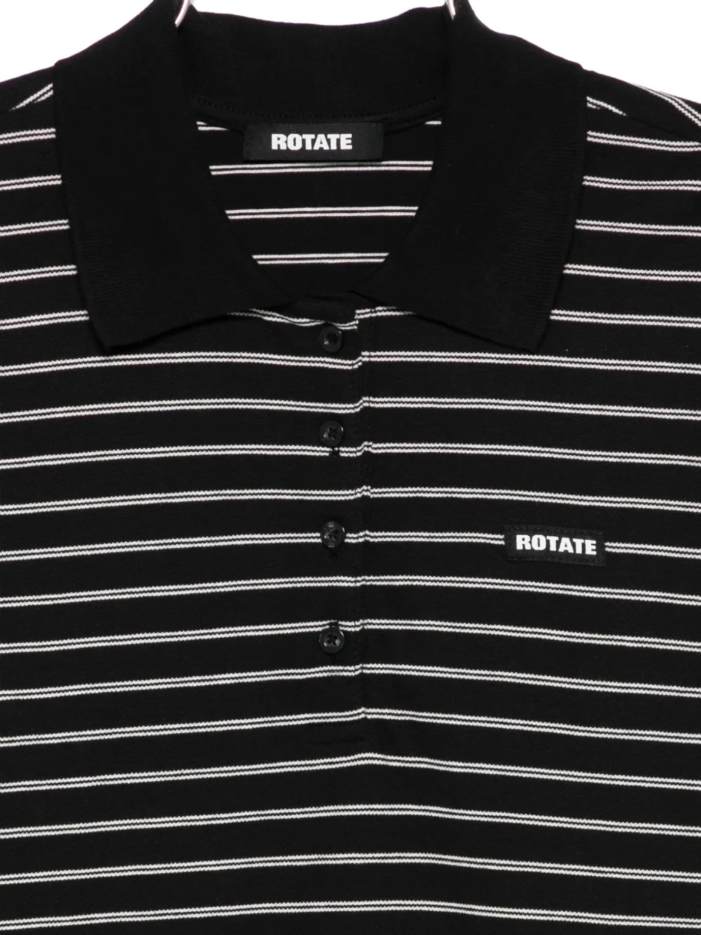 Rotate Birger Christensen Piqué Short-sleeve Polo Top In Black