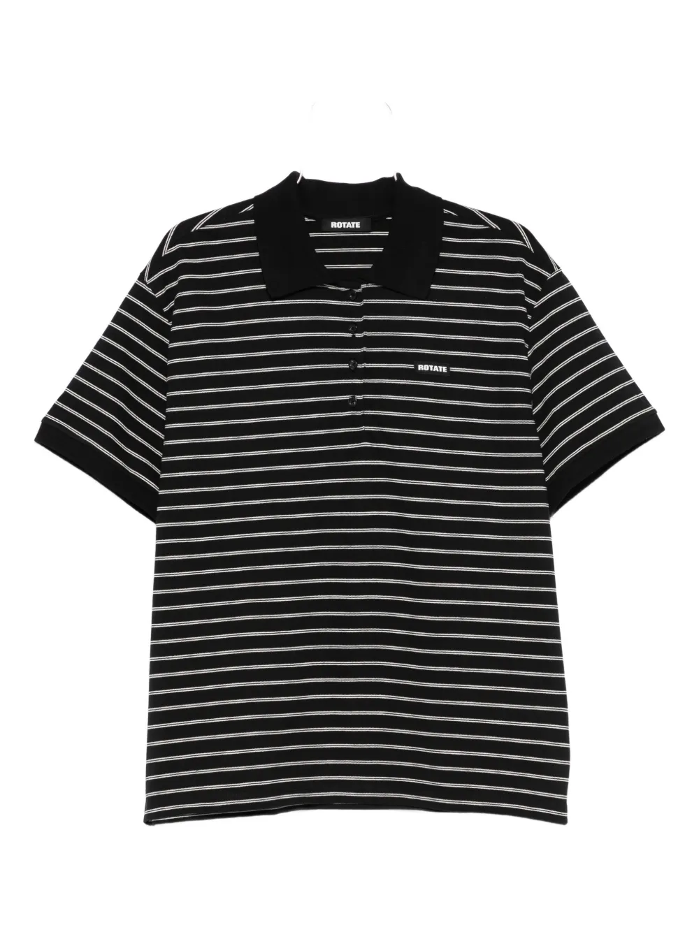 Rotate Birger Christensen Piqué Short-sleeve Polo Top In Black