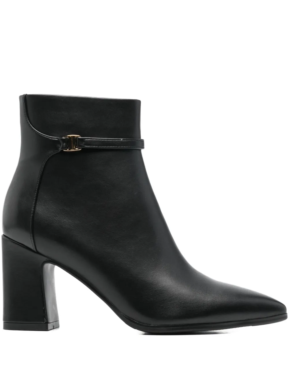 Exe' Buckle Leather Boots In Black