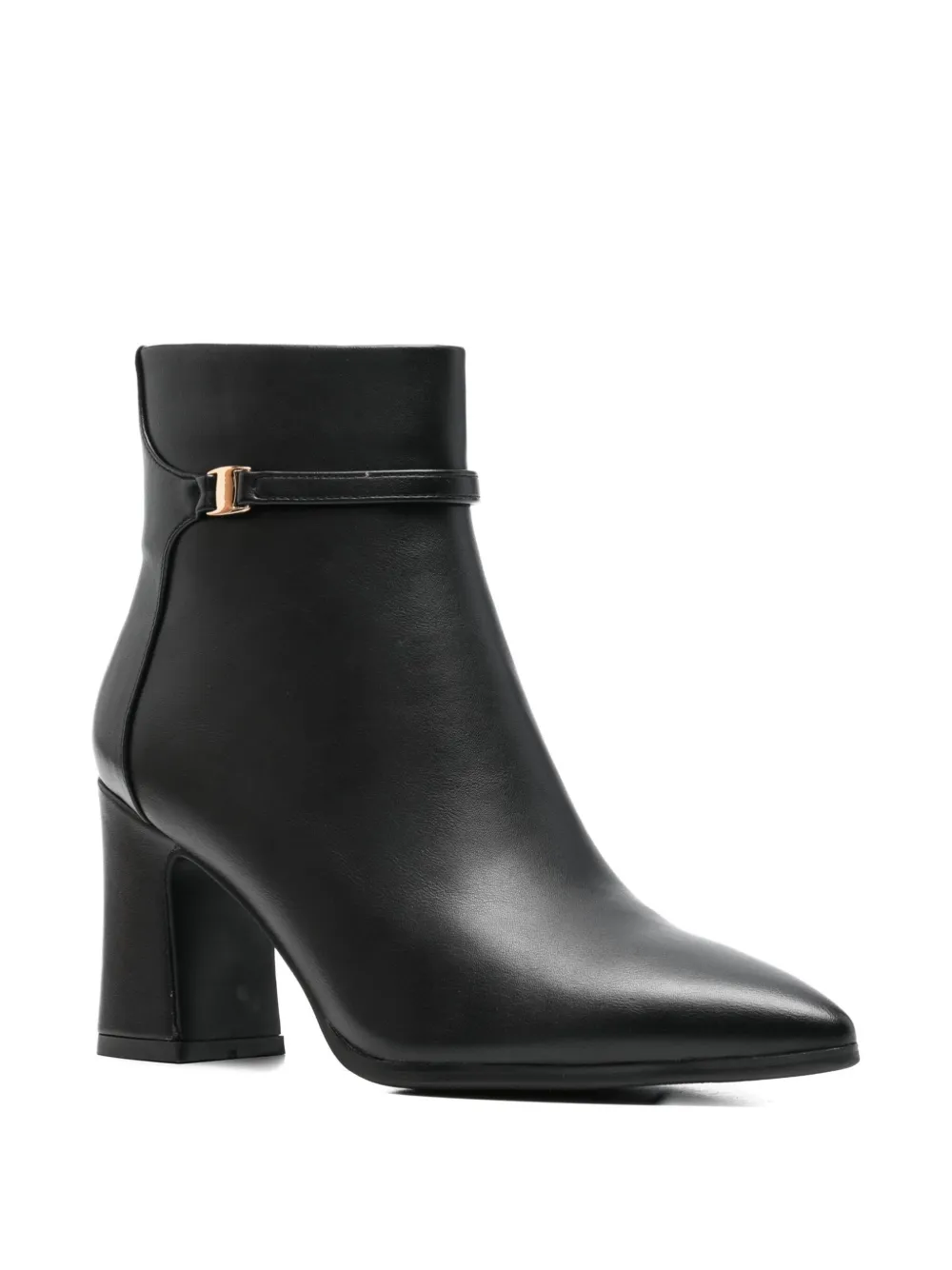 Exe' Buckle Leather Boots In Black