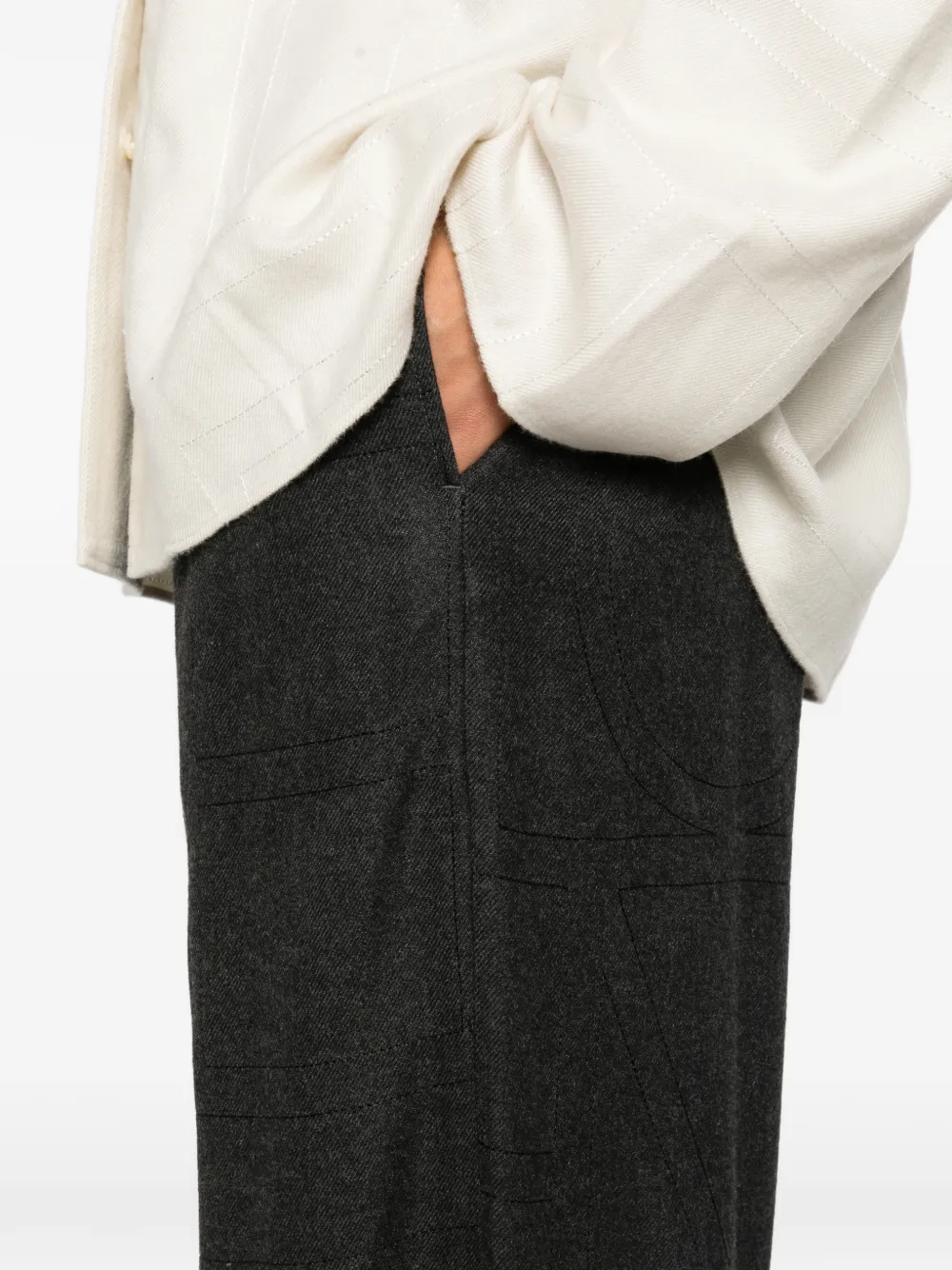 TOTEME Flanellen broek met monogram Grijs