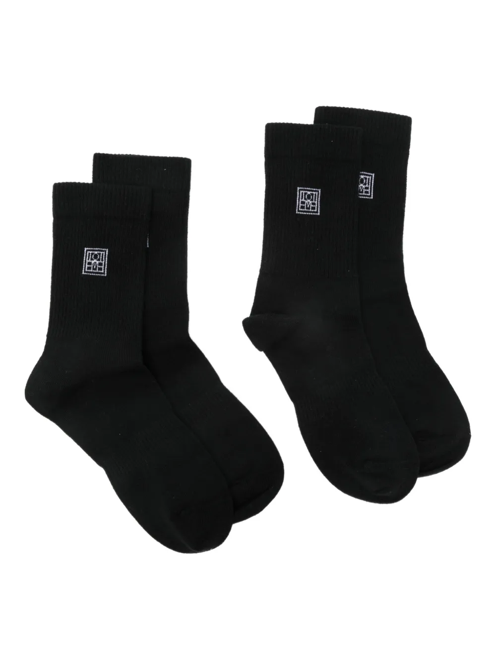 Totême Monogram-embroidered Socks (pack Of Two) In Black
