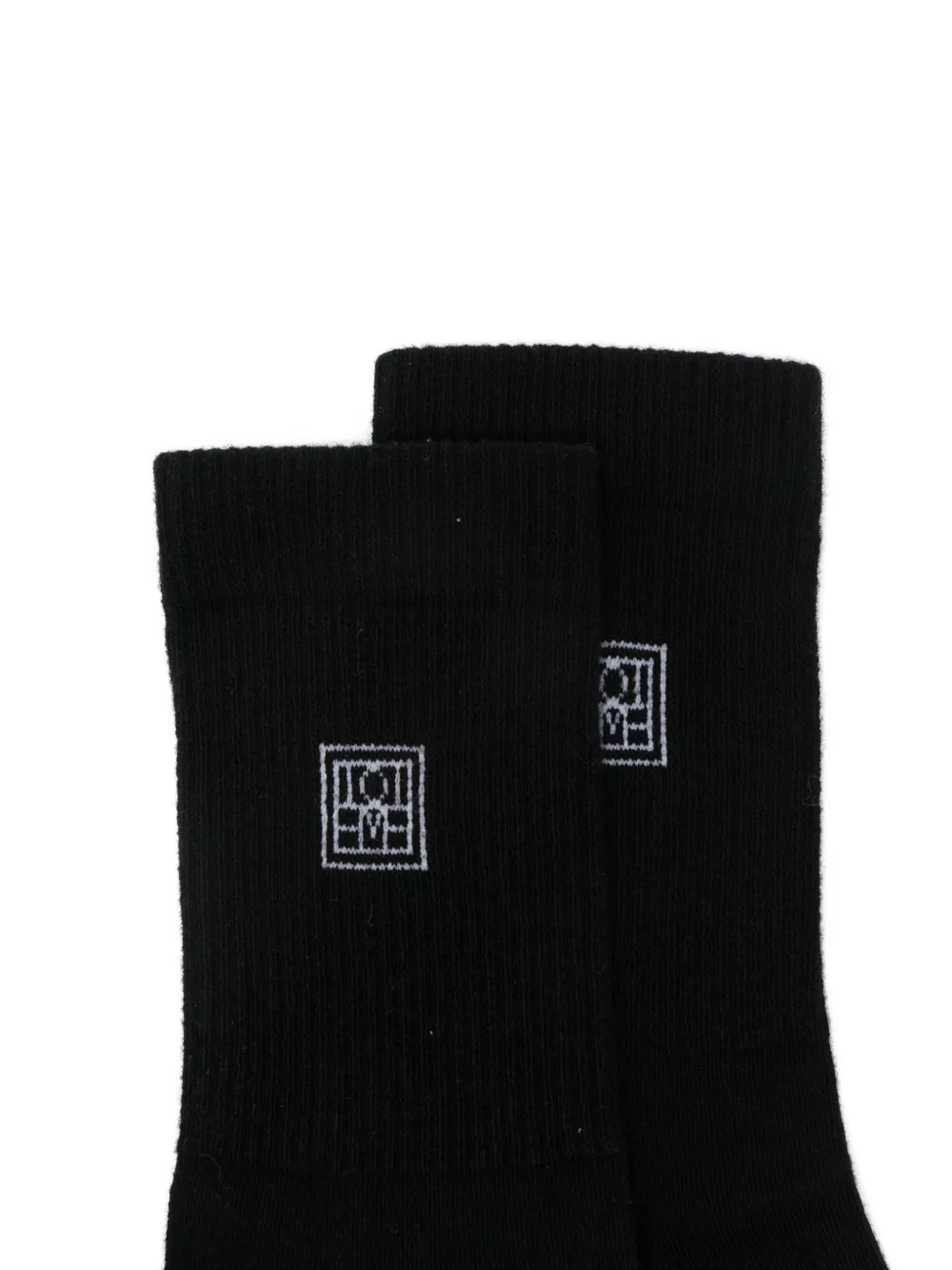 Totême Monogram-embroidered Socks (pack Of Two) In Black