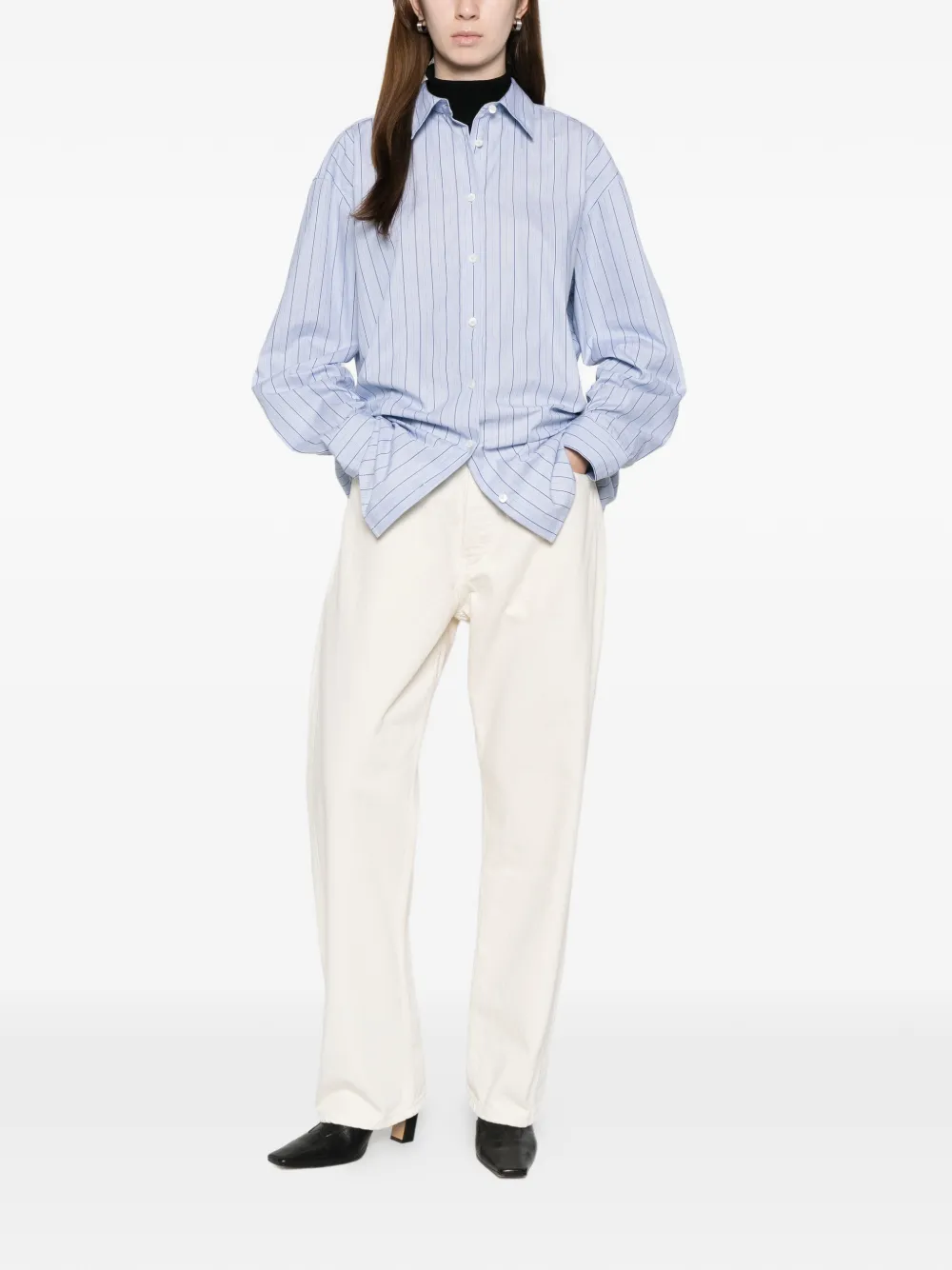 Totême Striped Shirt In Blue