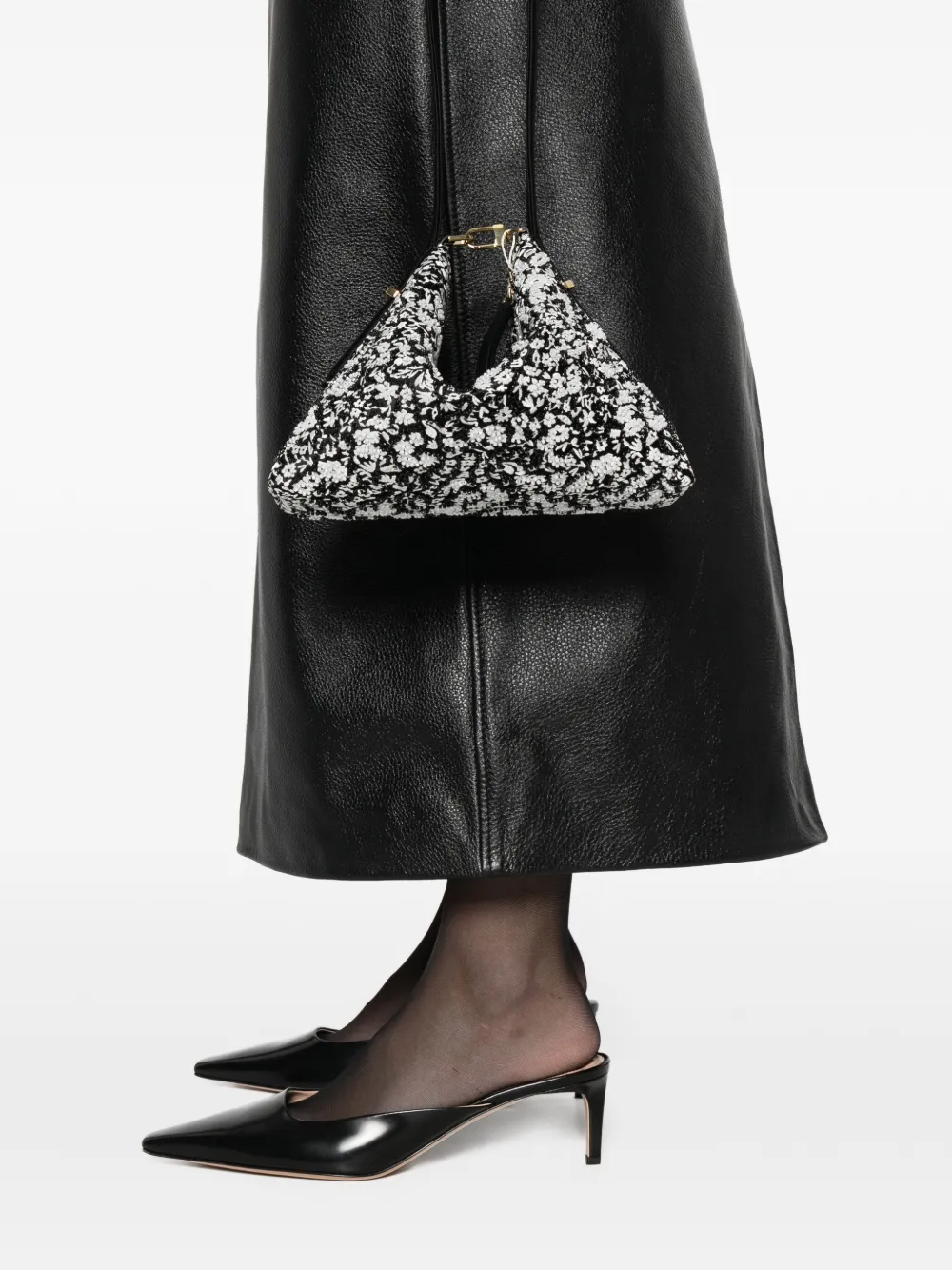 TOTEME Bevel schoudertas met bloemenprint - Zwart