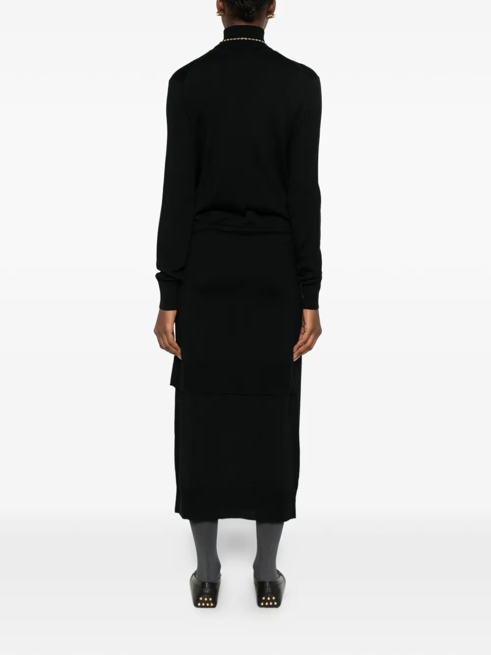 TOTEME Midi-jurk met dubbele mouwen en col Zwart
