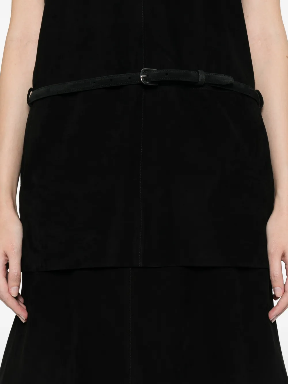 Totême Belted Suede Top In Black