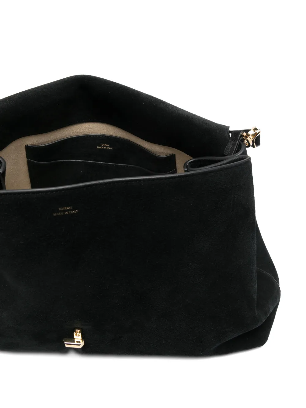 Totême T-lock Suede Sholder Bag In Black