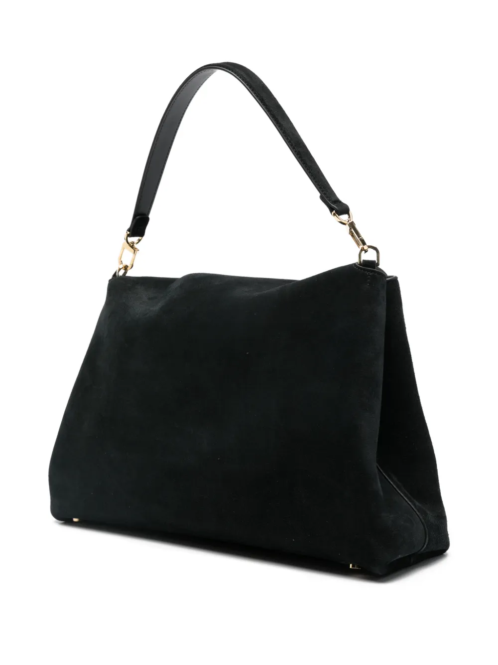 Totême T-lock Suede Sholder Bag In Black